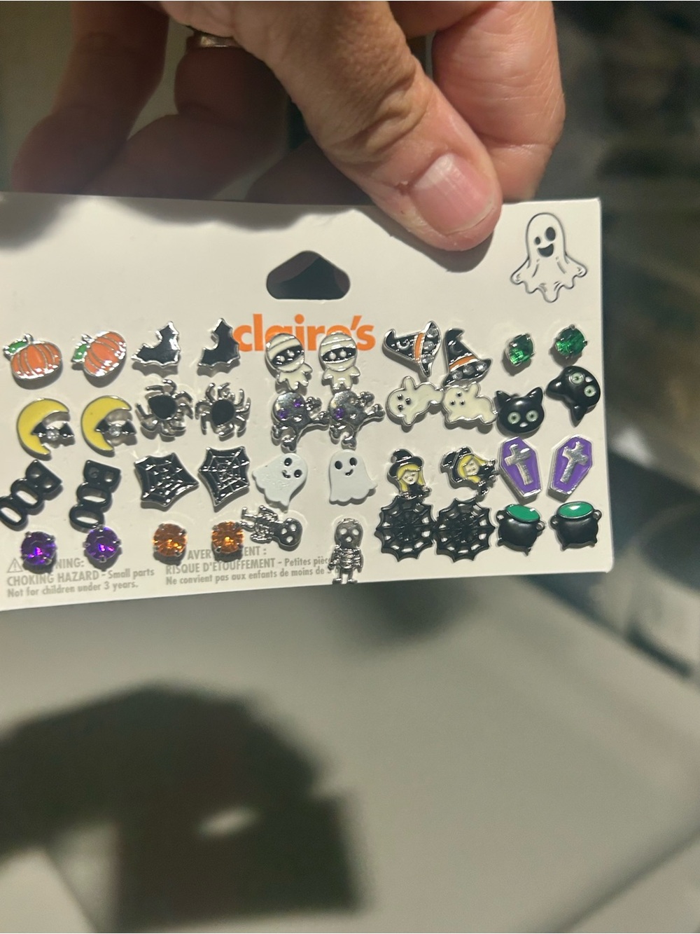 Claire's Halloween Kids Earring Set - Black, White, Orange, Purple, Green